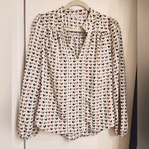 Ezra Stitch Fix Cream Novelty Chick Bird Blouse Tunic Size S Small NWOT